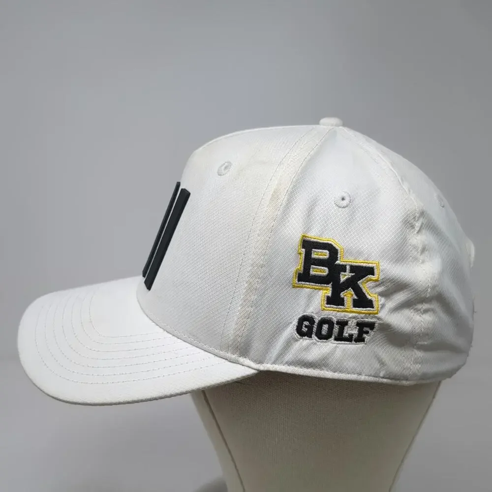 Adidas 5 Panel White Hat One Size Snapback BK Golf Performance Stripes Logo